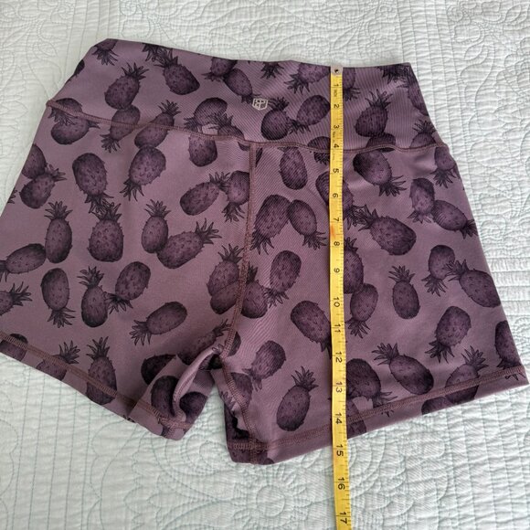 Born Primitive Hustle Booty Shorts Womens XL Purple Pineapple Print Workout - Picture 2 of 7